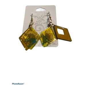 Double triangle yellow earrings